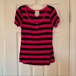 Pink and Black Striped Shirt